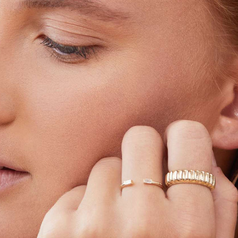 Fettuccine Croissant Ring | Gold Titanium Steel Silver Alloy