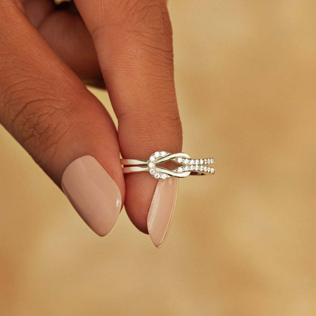 Sterling Silver Love and Friendship Ring | Zircon Inlaid Geometric