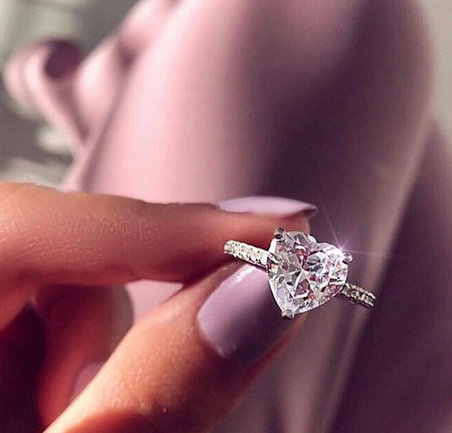 Zircon Heart Ring for Women | Gold Plated