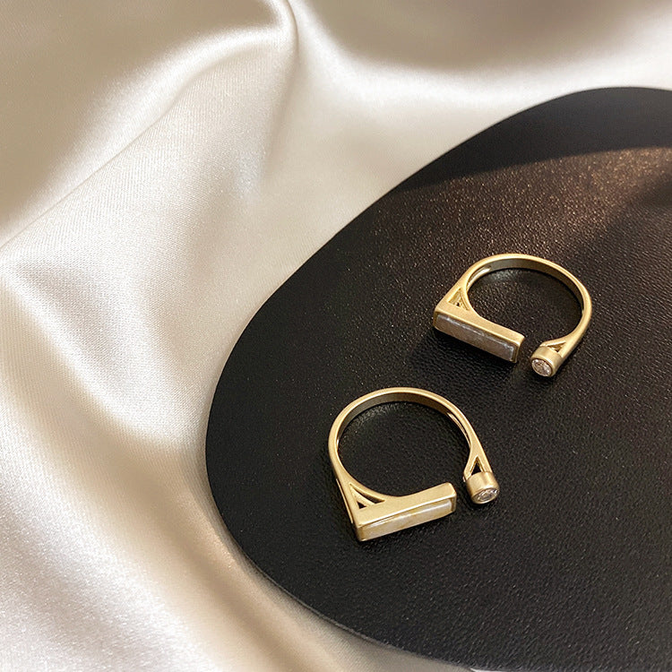 Marble Zircon Geometric Ring