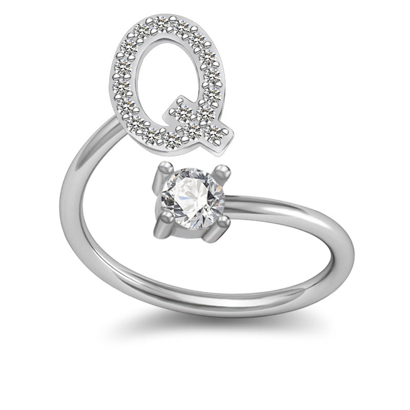 A-Z Initial Letter Ring for Women and Men | Adjustable Alloy