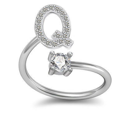 A-Z Initial Letter Ring for Women and Men | Adjustable Alloy