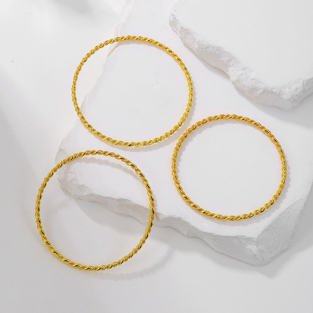 Gold Twist Rope Bracelet for Women | Vacuum Plated Beryllium Copper