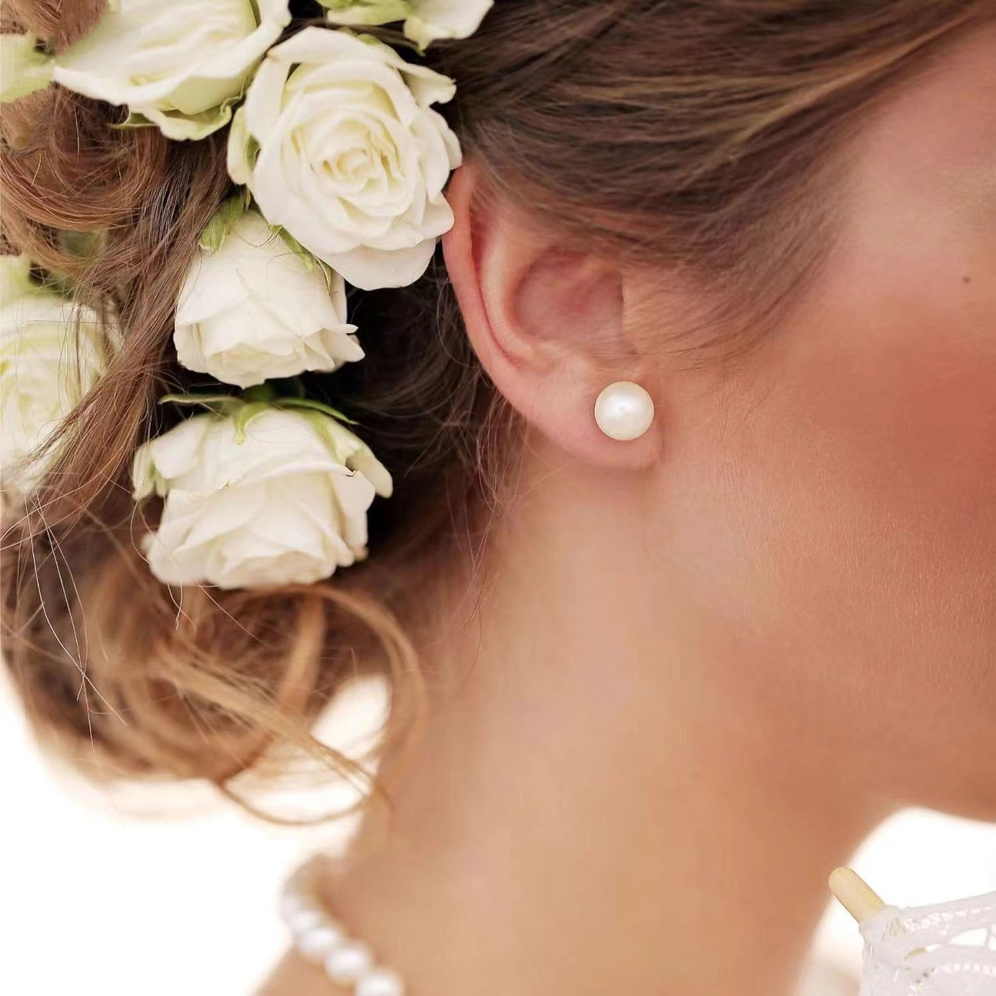 S925 Silver Freshwater Pearl Ear Studs | Gold Silver Anti-Allergy