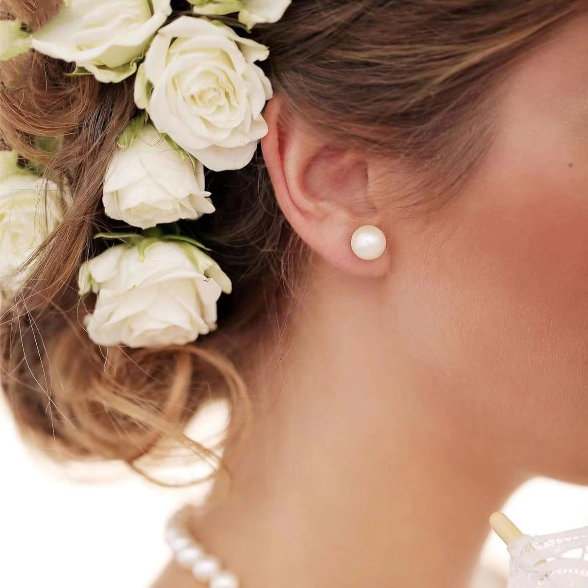 S925 Silver Freshwater Pearl Ear Studs | Gold Silver Anti-Allergy