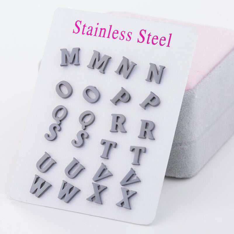 Stainless Steel Letter Stud Earrings | Electroplated Individually Packed