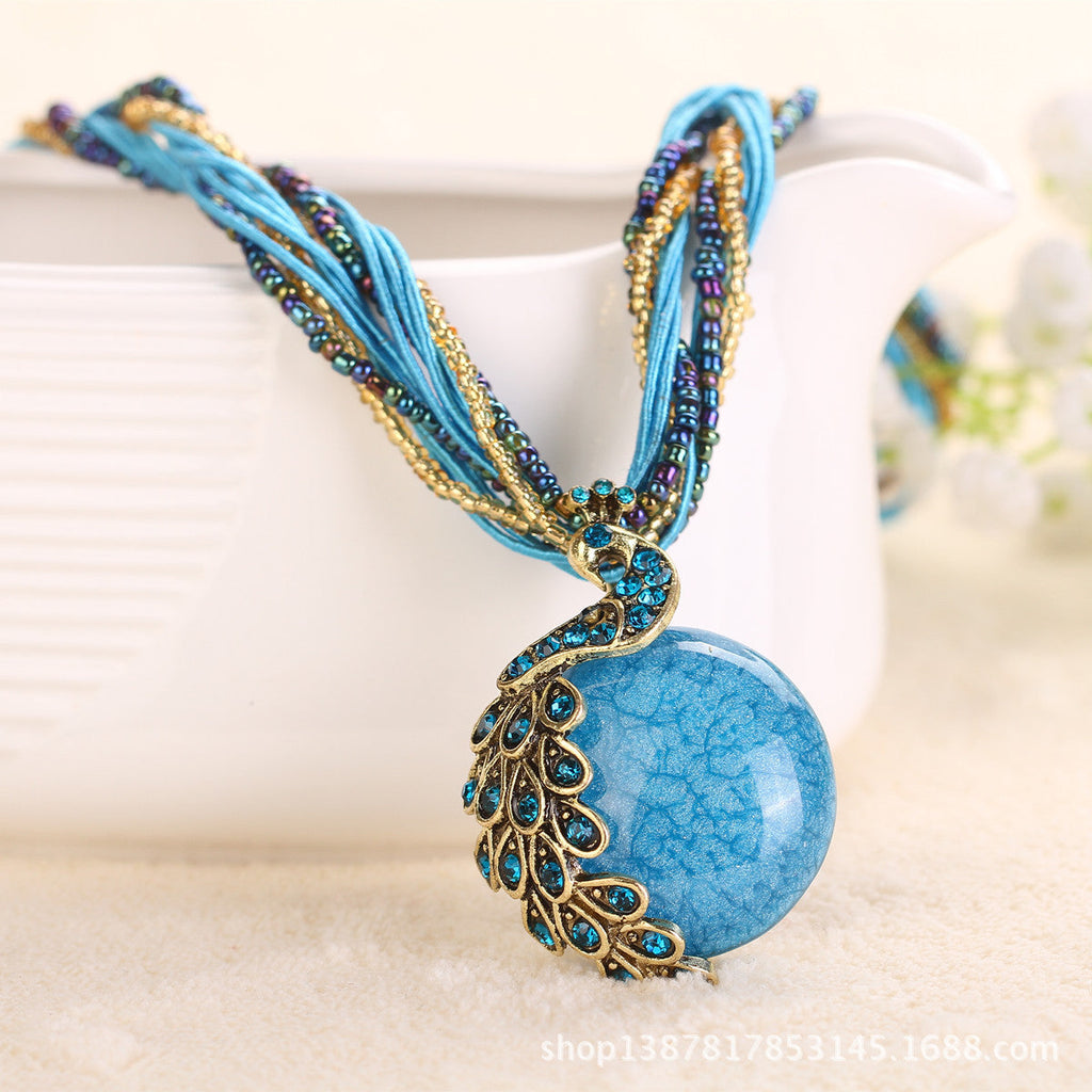 Ethnic Style Rice Bead Woven Necklace for Women