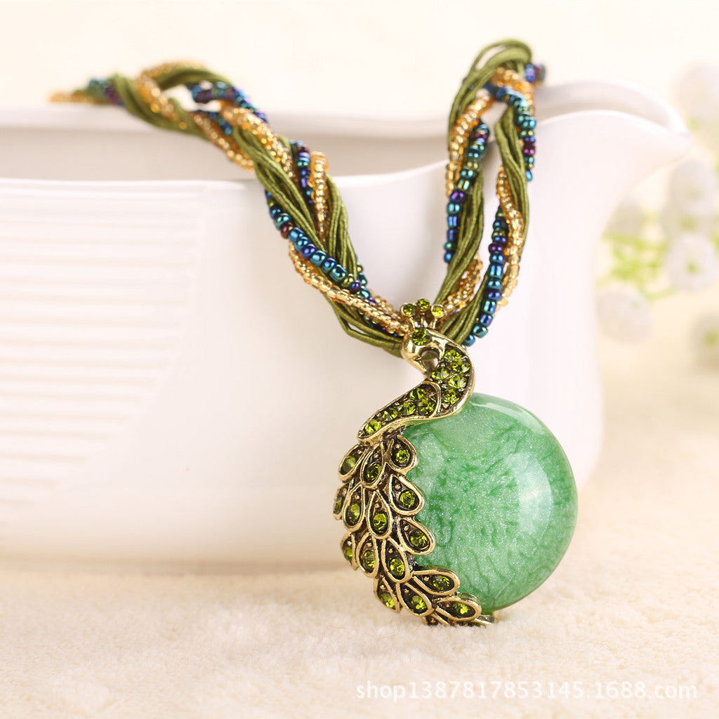 Ethnic Style Rice Bead Woven Necklace for Women