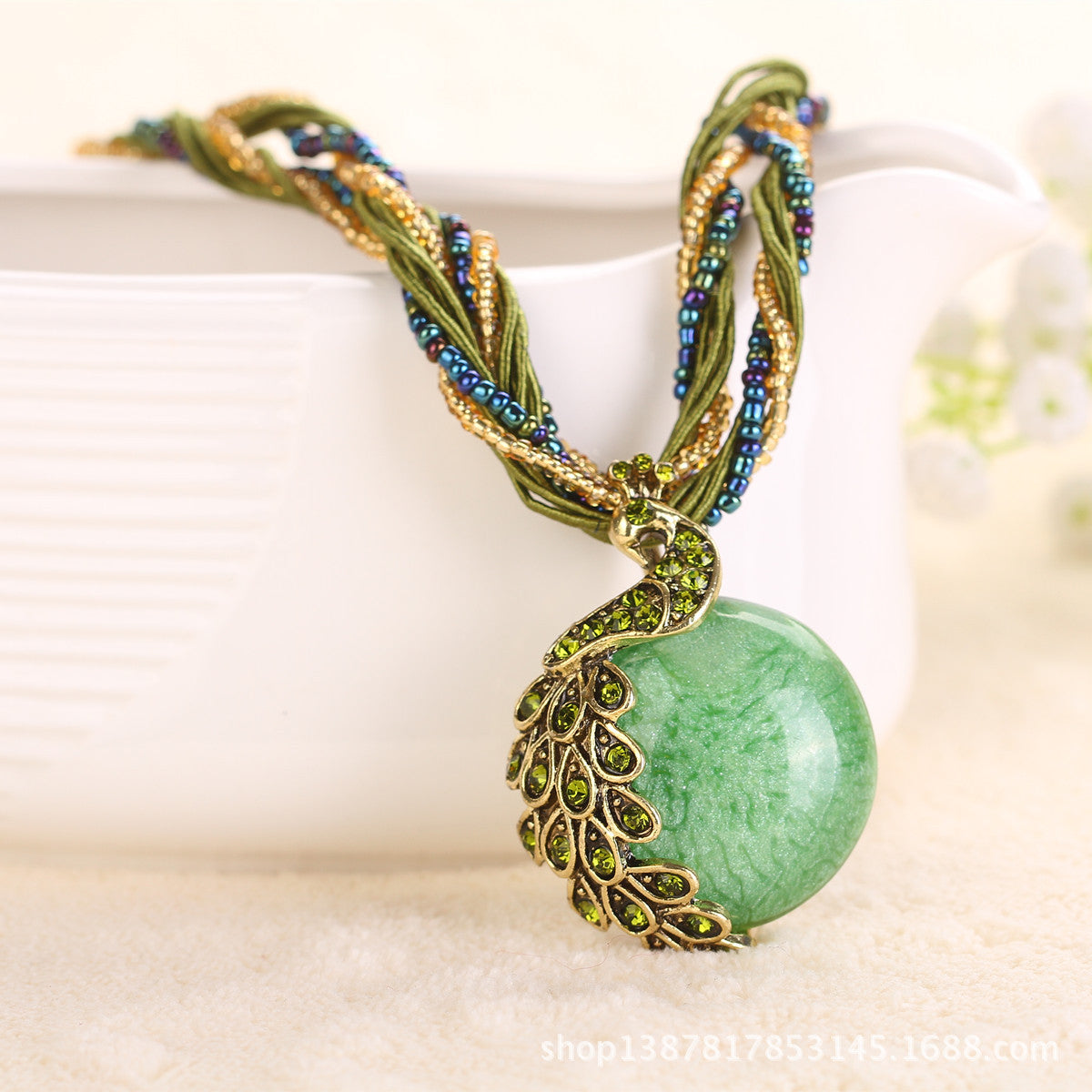 Ethnic Style Rice Bead Woven Necklace for Women