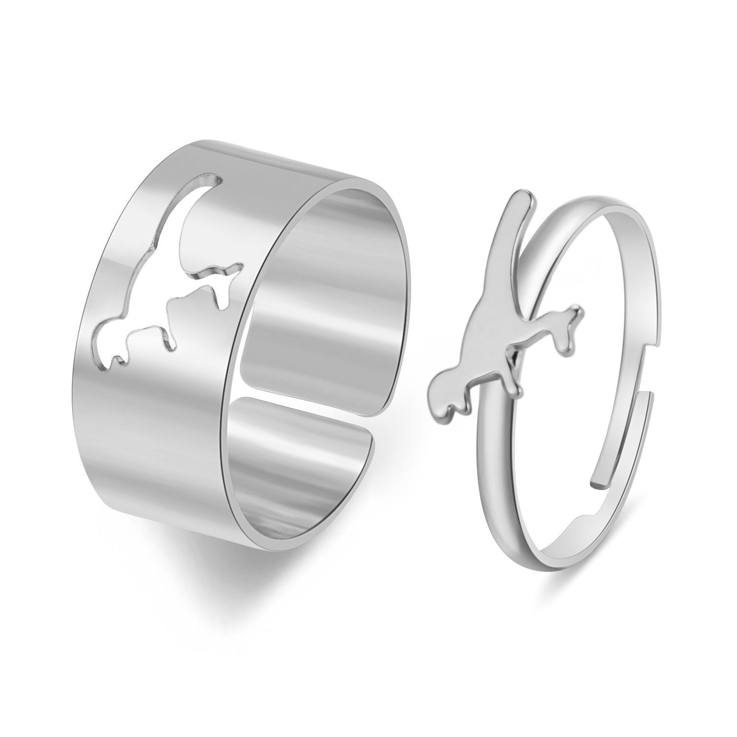 Butterfly 2-Piece Couple Ring Set | Punk INS Style Gold Silver