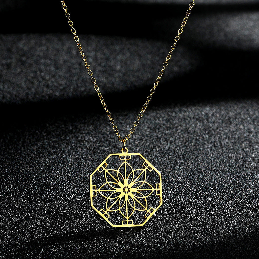 Mandala Flower Pendant Necklace | Intricate Geometric Design