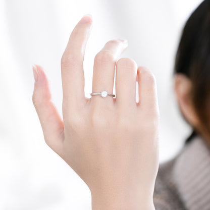 Sterling Silver Moissanite Ring | 925 Silver Zircon Women's Adjustable