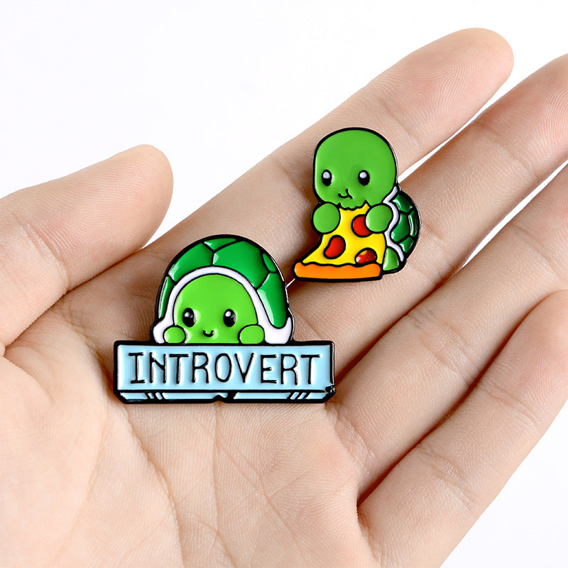 Pizza Turtle Brooch | Alloy Electroplated European Fun Design