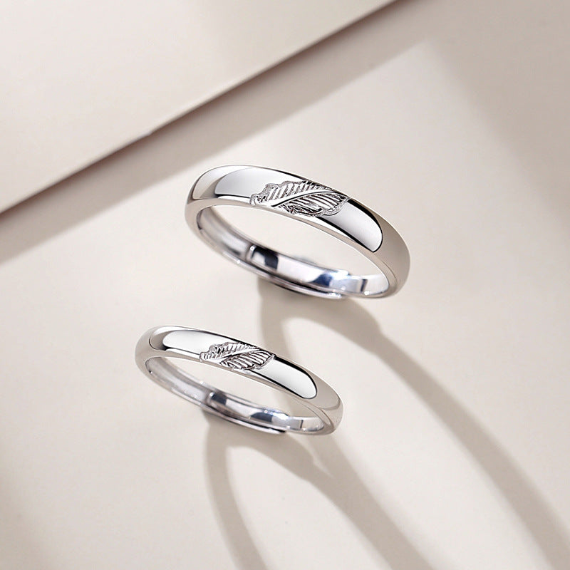 One Leaf Knows Autumn Couple Ring | Sterling Silver Leaf Design