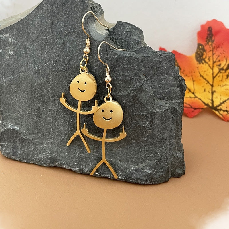 Hip Hop Smiley Middle Finger Pendant Necklace | Stick Figure Design