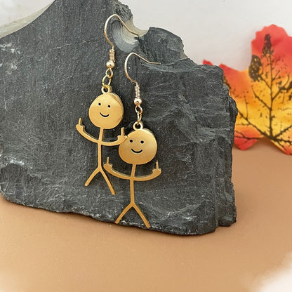 Hip Hop Smiley Middle Finger Pendant Necklace | Stick Figure Design