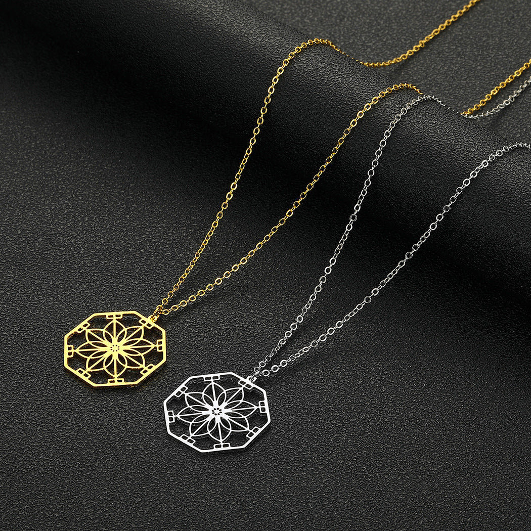 Mandala Flower Pendant Necklace | Intricate Geometric Design