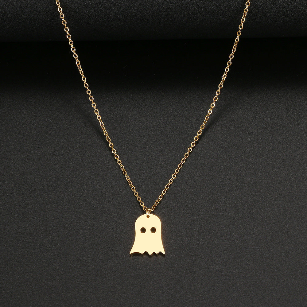 925 Silver Cute Ghost Pendant Necklace