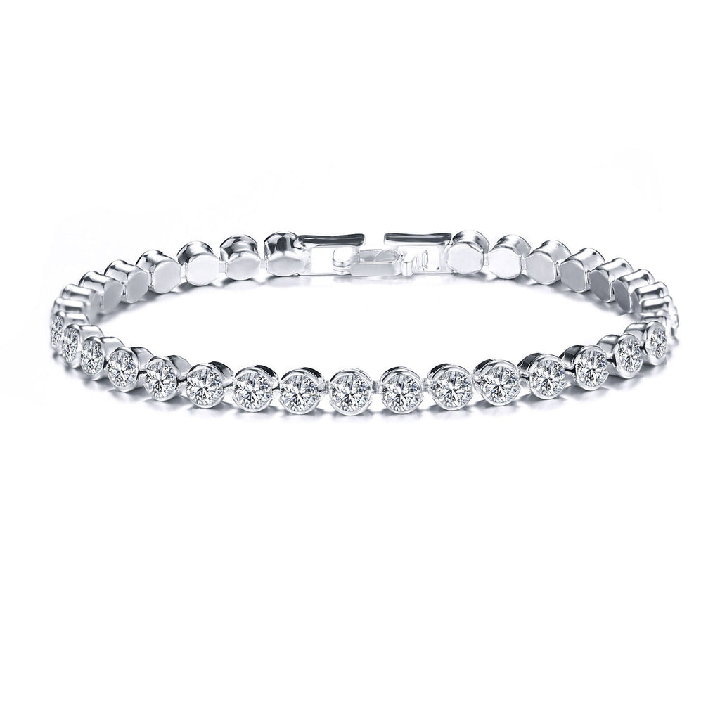 Crystal Diamond-Cut Silver Bracelet for Women
