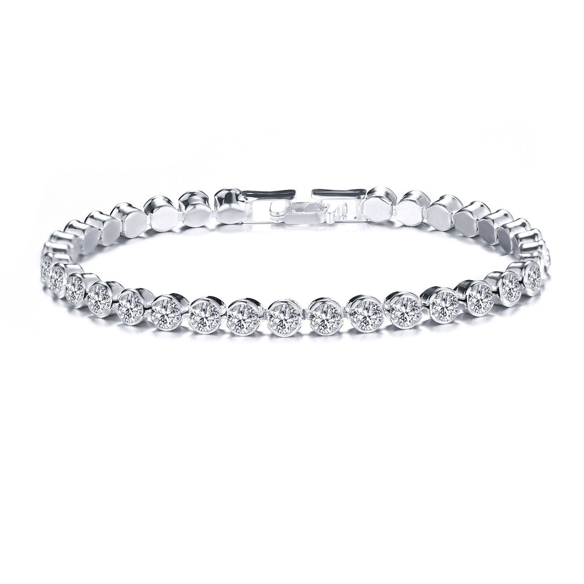 Crystal Diamond-Cut Silver Bracelet for Women