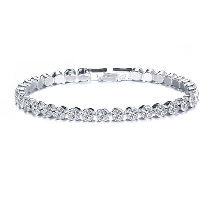 Crystal Diamond-Cut Silver Bracelet for Women