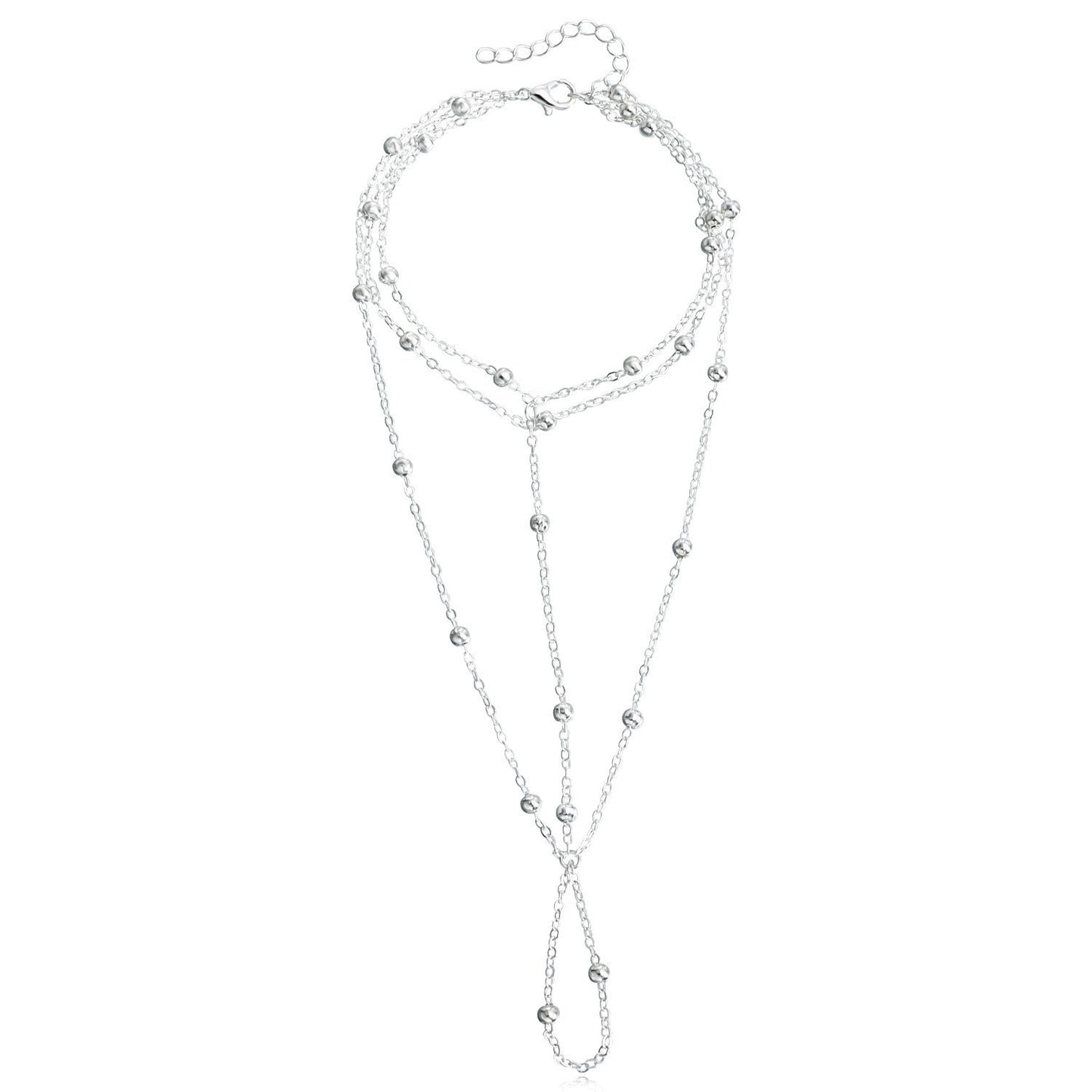 Metal Bead Barefoot Anklet | Multi-Layer Tassel Toe Ring Chain