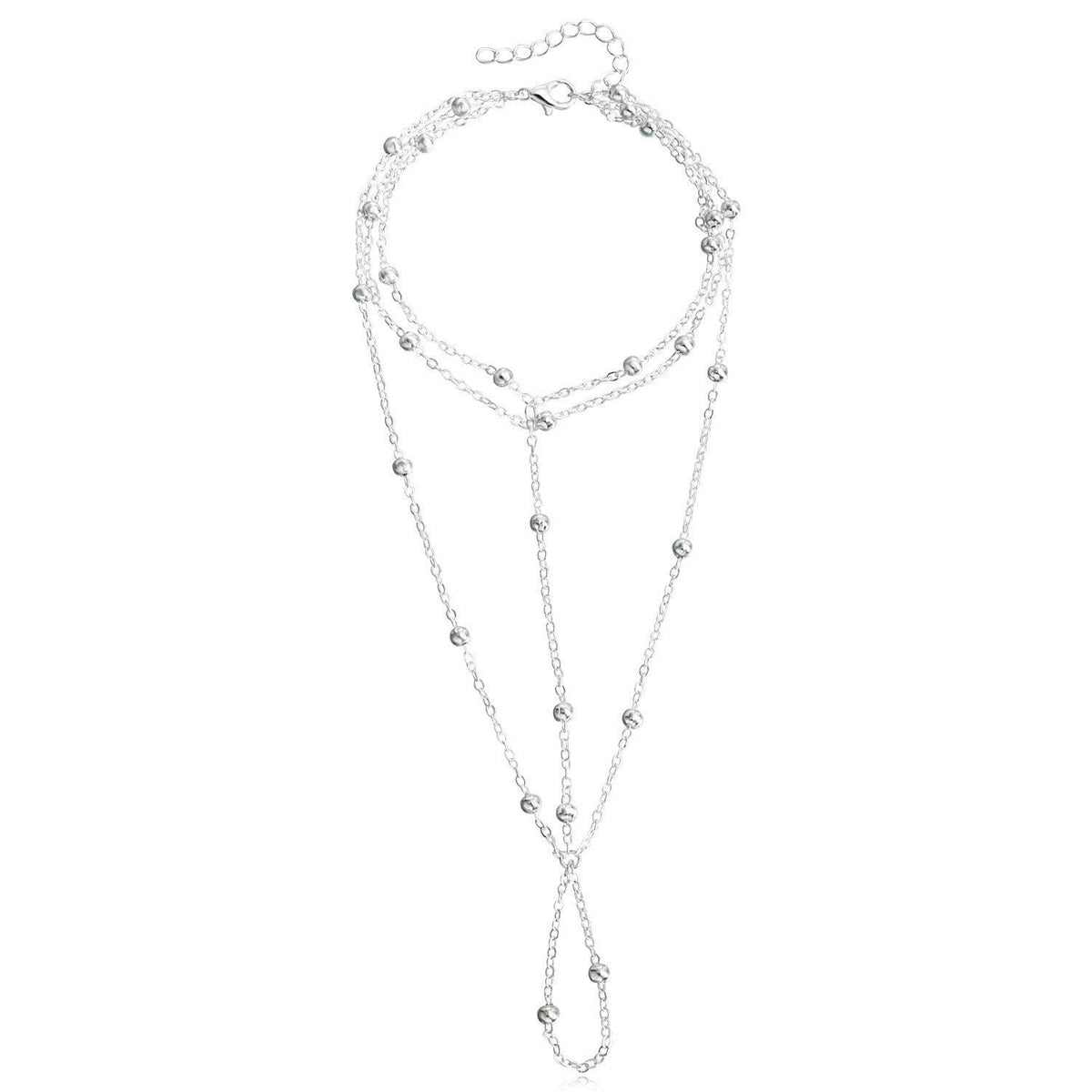 Metal Bead Barefoot Anklet | Multi-Layer Tassel Toe Ring Chain