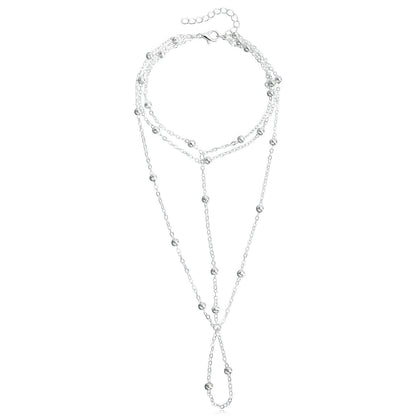Metal Bead Barefoot Anklet | Multi-Layer Tassel Toe Ring Chain