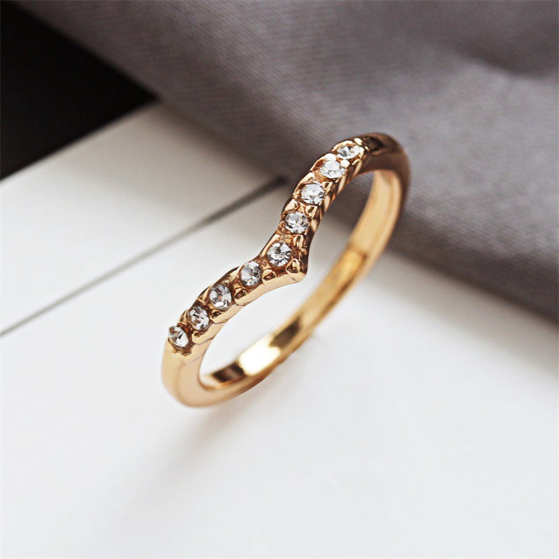 V-Shaped Diamond Ring | Alloy Gold Silver Unique Design