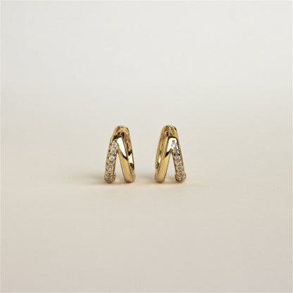Electroplated Zircon Earrings | Alloy U-Shape Geometric Gold Silver