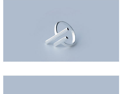 S925 Silver Personality Line Ring | Korean Style Women's Adjustable
