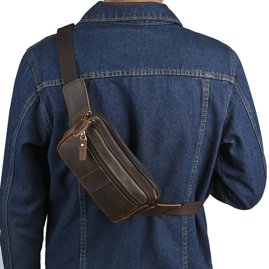 Men's Genuine Leather Waist Belt Pouch KZ342