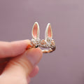 Rabbit Ear Oil Drop Ring | Metal Cartoon Women's Colour Ring