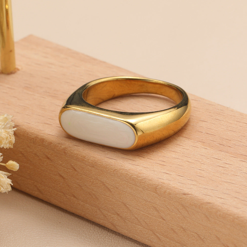 Oil Drip Geometric Titanium Ring | Gold Plated Non-Fading 5 Colours