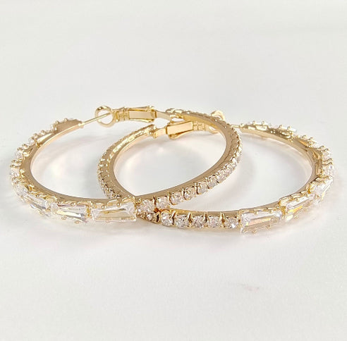 S925 Hollow Zircon Big Earrings | Copper Vintage White Gold
