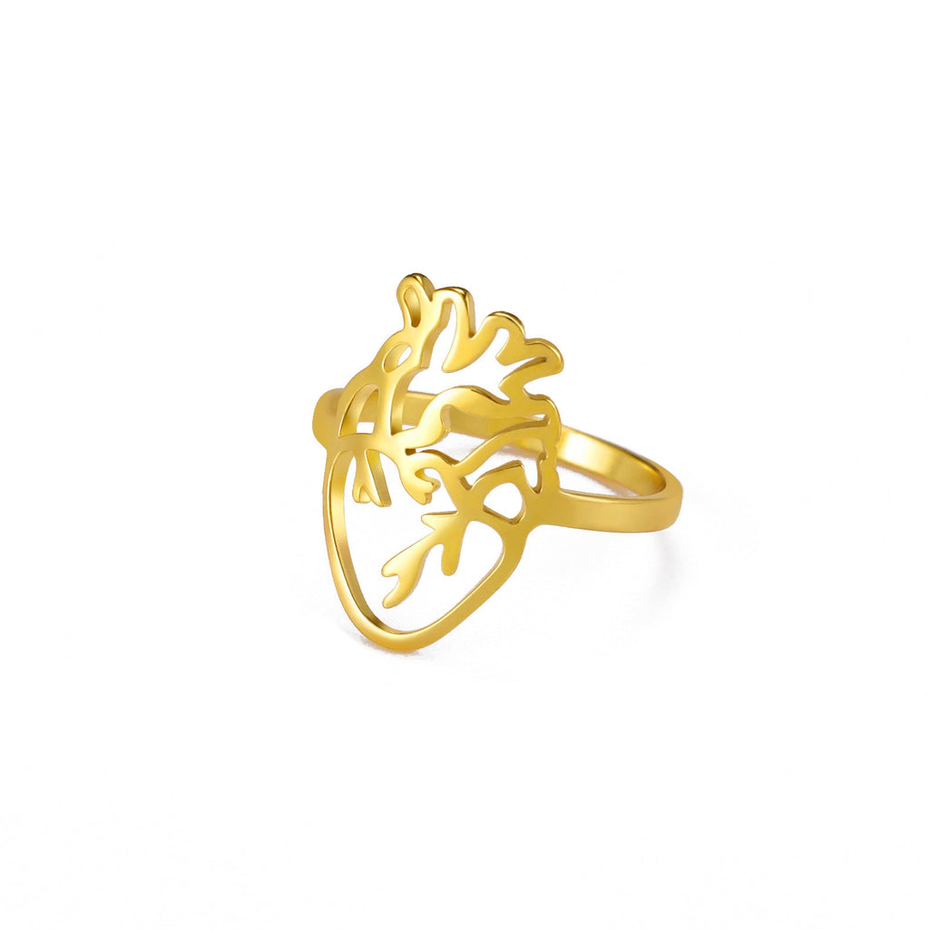 Hollow Brain-Shaped Titanium Steel Ring | Unisex Statement Piece
