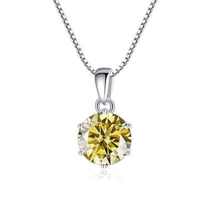 925 Silver Round Moissanite Pendant Necklace
