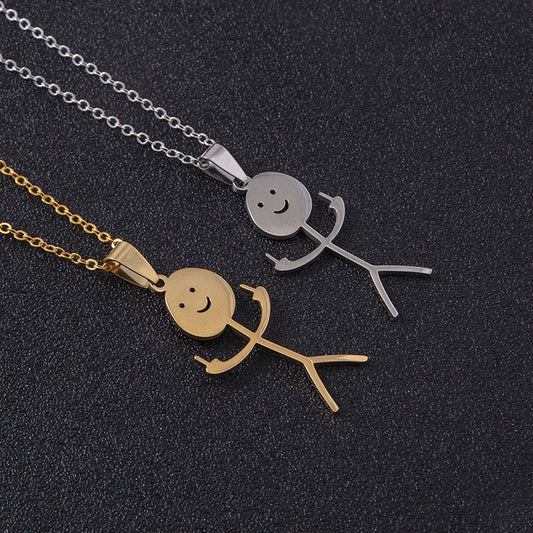 Hip Hop Smiley Middle Finger Pendant Necklace | Stick Figure Design