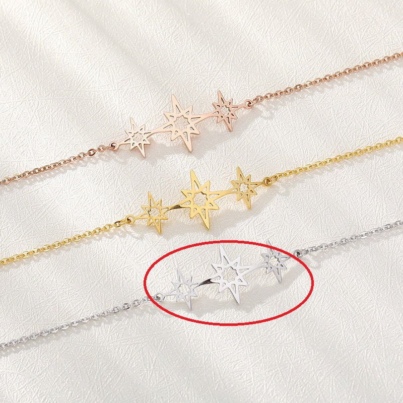 Star Pendant Chain Bracelet in Stainless Steel for Women