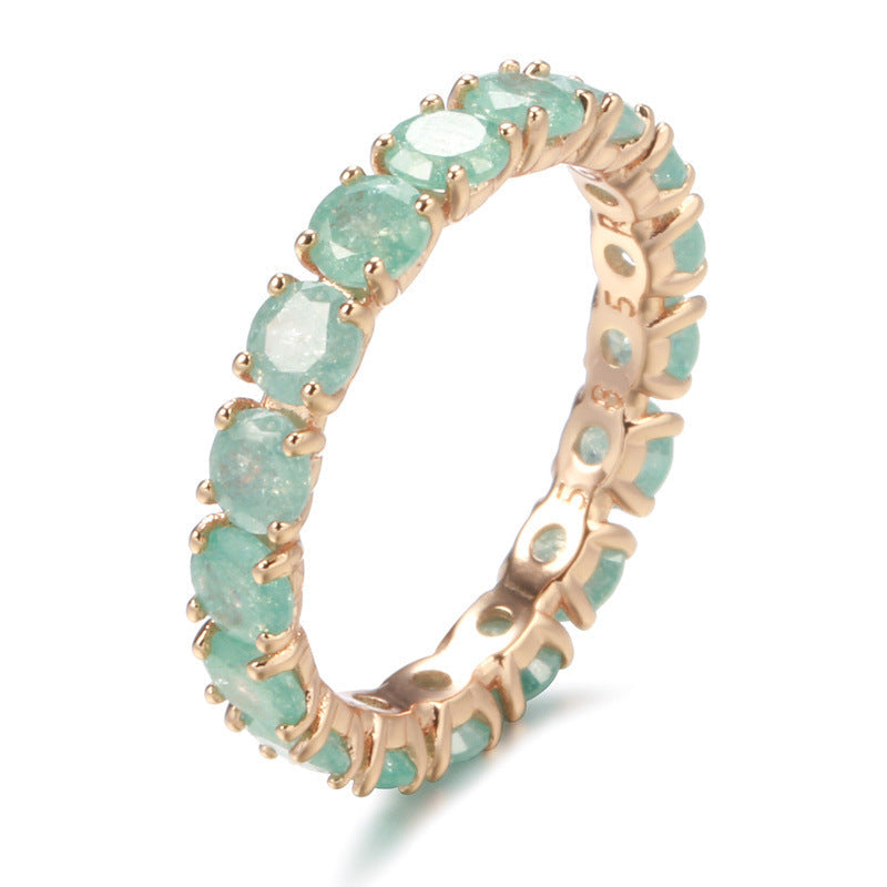 French Retro Ice Flower Full Zircon Ring | Champagne Gold Copper