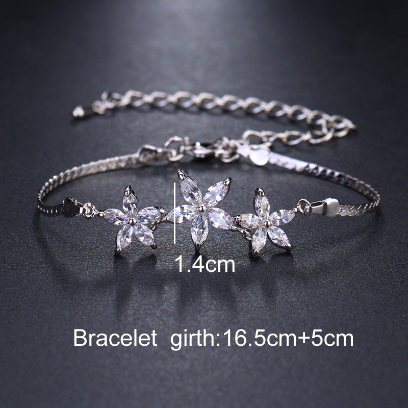 Colorful Zircon Flower Bracelet in Copper