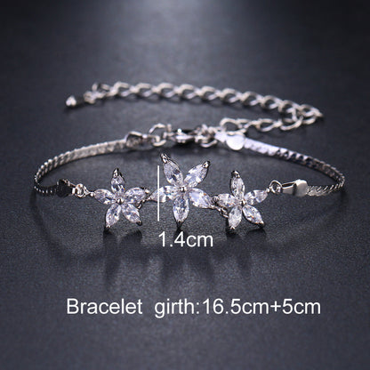 Colorful Zircon Flower Bracelet in Copper