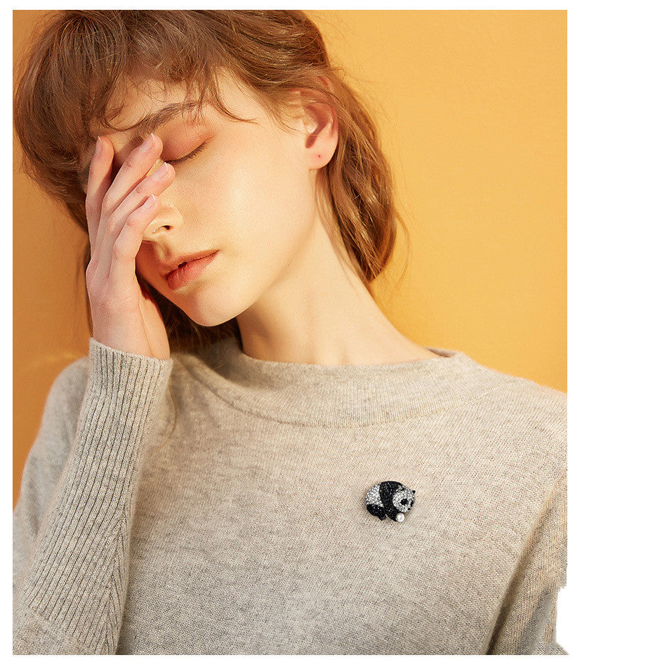 Panda Full Drill Brooch | Alloy Cartoon Unisex Giant Panda