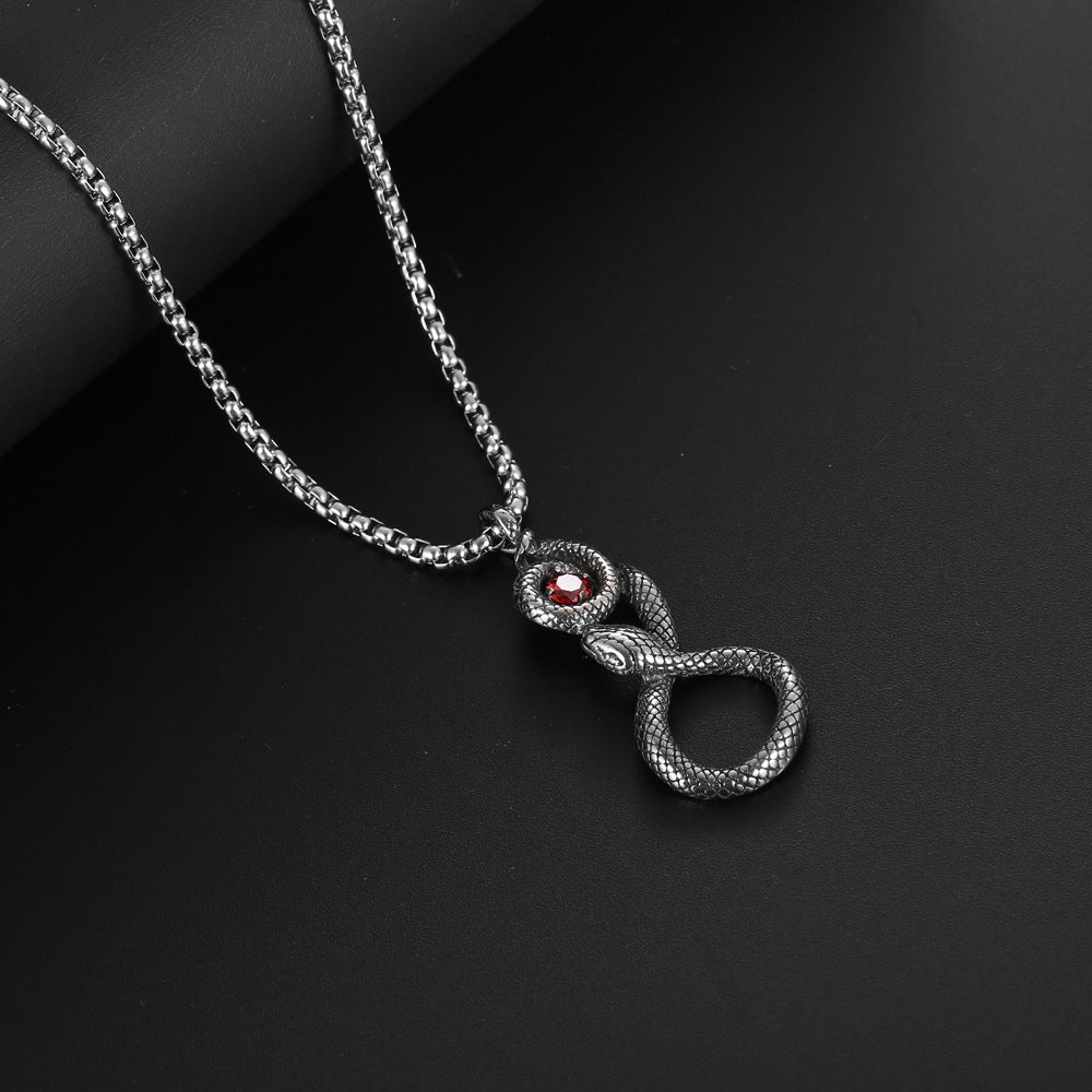 Vintage Eye Pendant Necklace in Titanium Steel