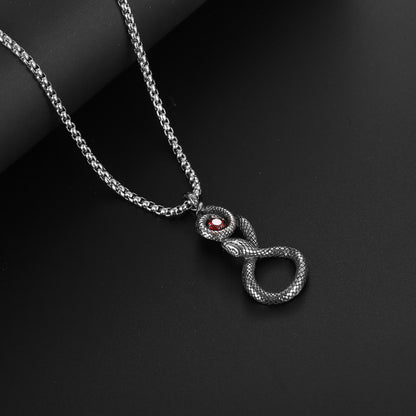 Vintage Eye Pendant Necklace in Titanium Steel