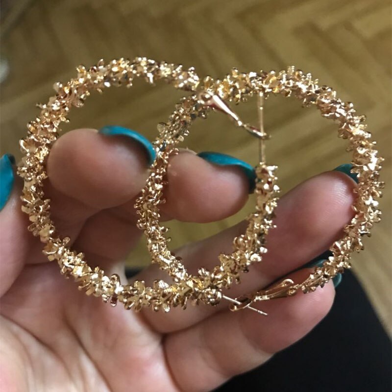 Gold Round Pearl Hoop Earrings | Zinc Alloy Retro Fashion Set