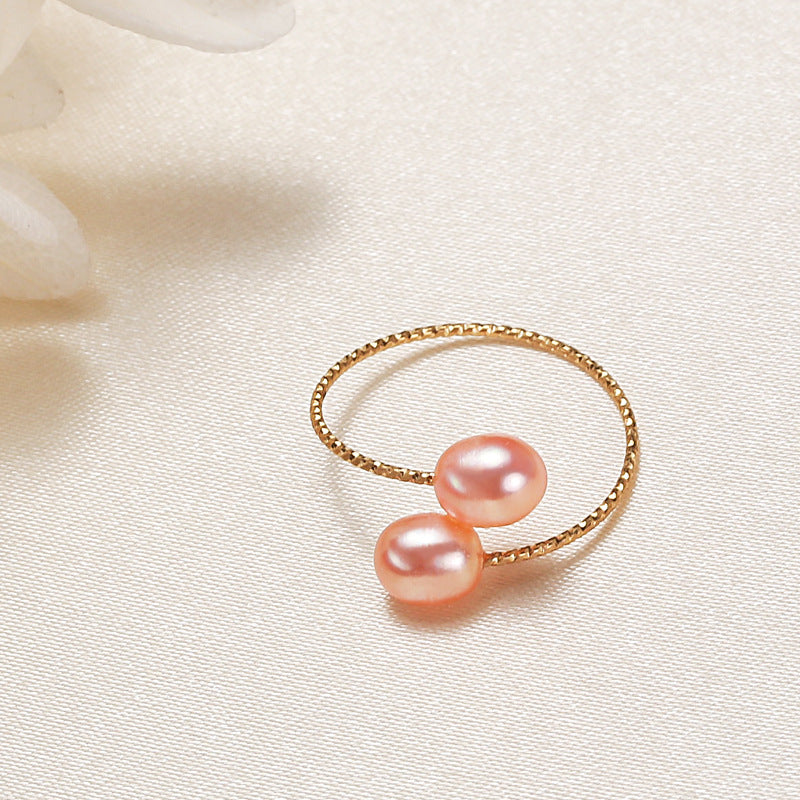 Freshwater Pearl Ring | Copper Alloy Women's Single and Double Circle