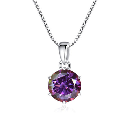 925 Silver Round Moissanite Pendant Necklace