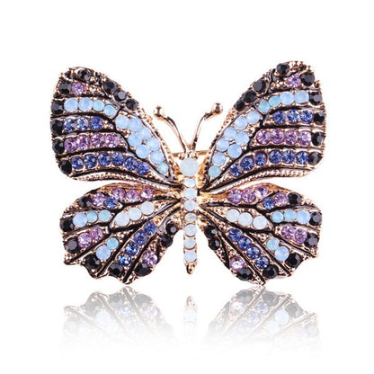 Rhinestone Butterfly Brooch Pin | Alloy Gold Wedding Bridal 4cm
