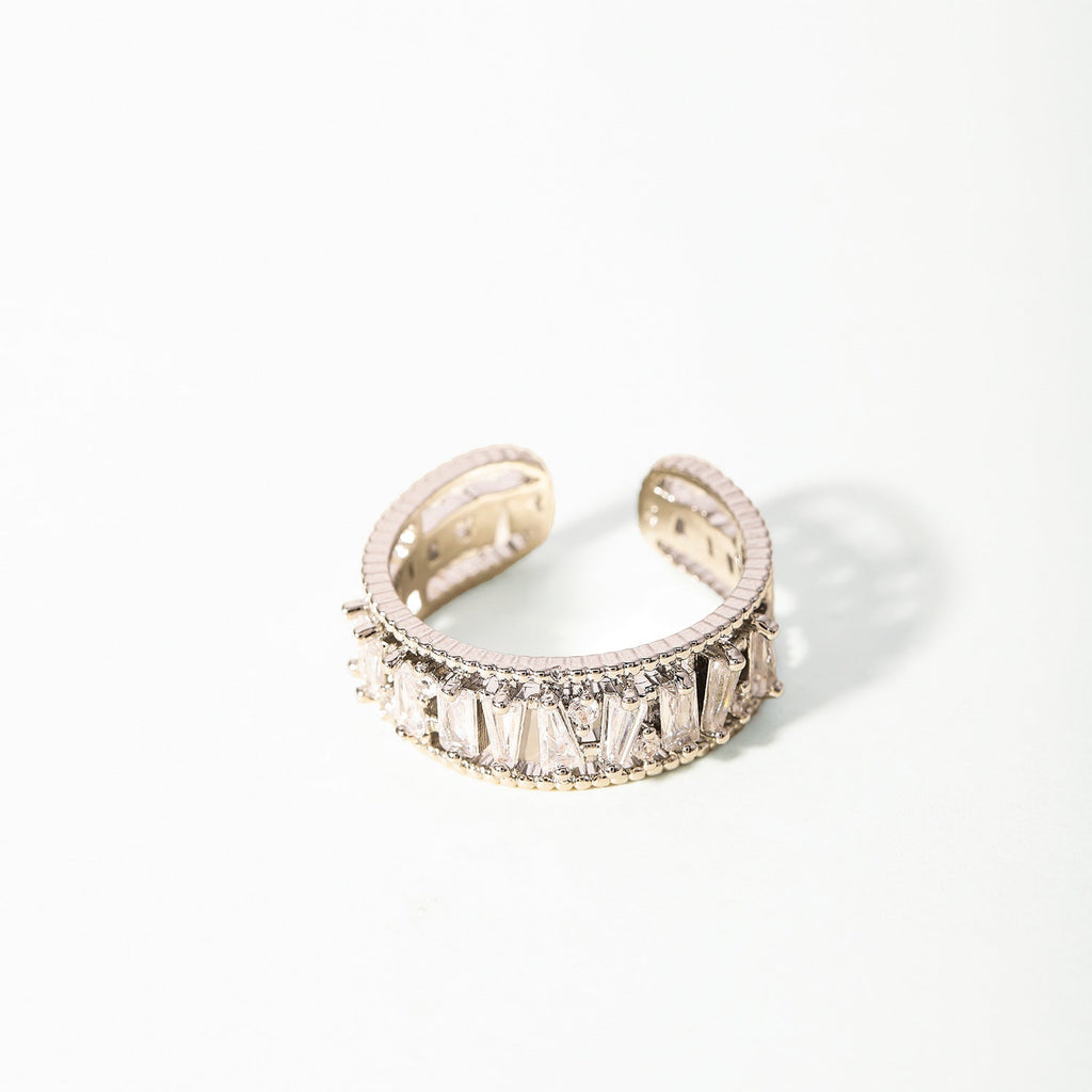 Gold Plated Diamond Inlay Ring | Copper Geometric
